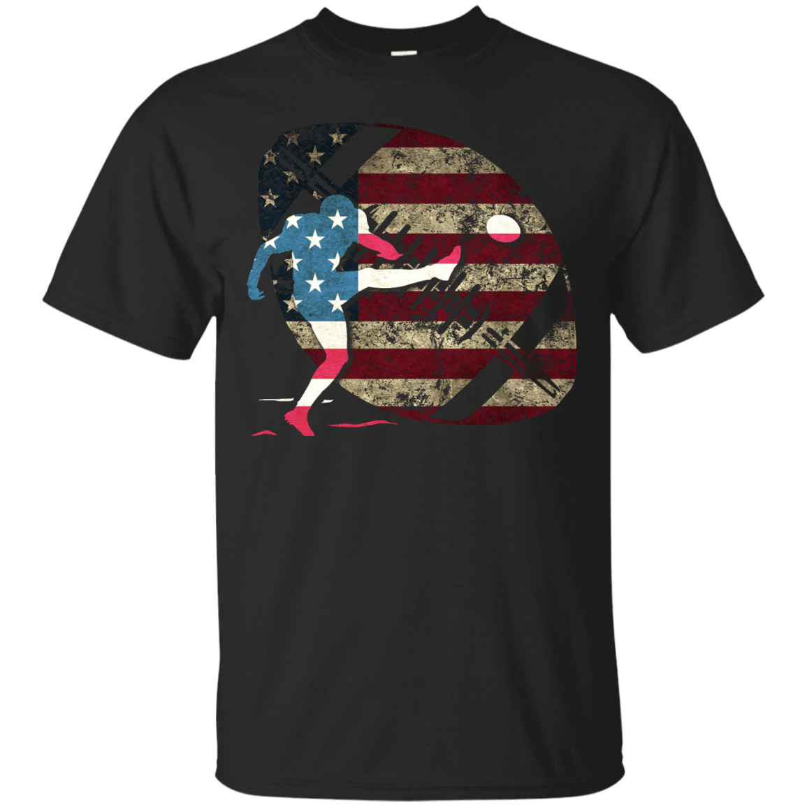 Kicker Football America Flag-T-Shirt & Hoodie-Classic T-Shirt-Black