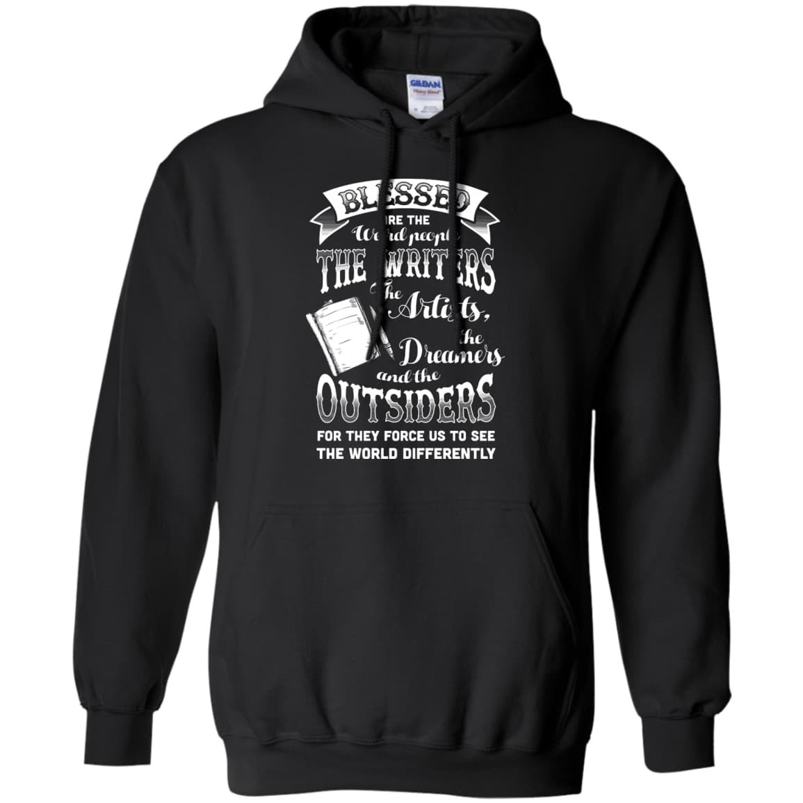 Blessed Are The Weird People The Writers-T-Shirt & Hoodie-Pullover Hoodie-Black