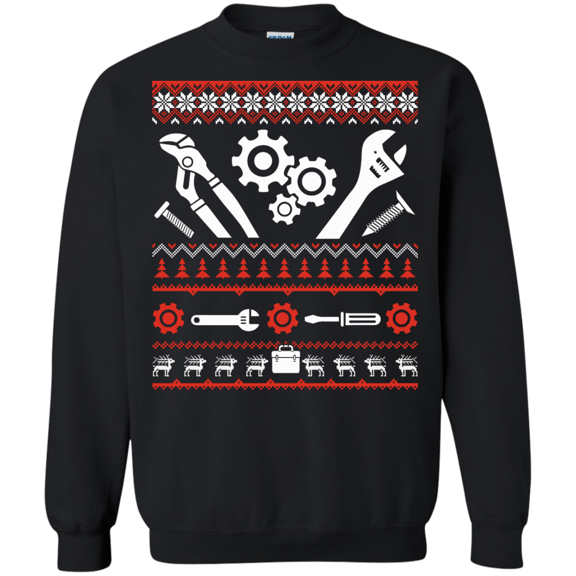Mechanic Christmas Sweater-T-Shirt & Hoodie-Crewneck Sweatshirt-Black