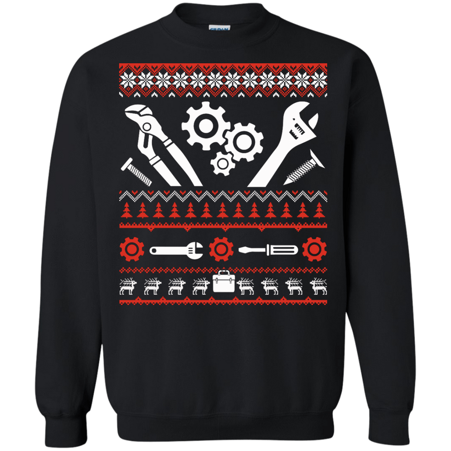 Mechanic Christmas Sweater-T-Shirt & Hoodie-Crewneck Sweatshirt-Black