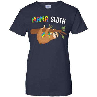 Mama Sloth Autism Awareness Mom Gift-T-Shirt & Hoodie-Women's T-Shirt-Navy
