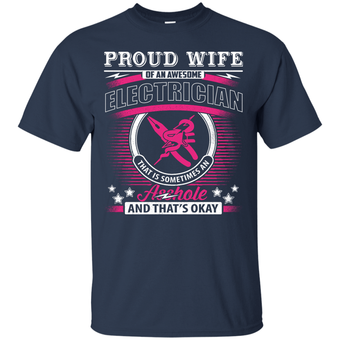 Proud Wife Of An Awesome Electrician-T-Shirt & Hoodie-Classic T-Shirt-Navy