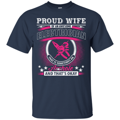 Proud Wife Of An Awesome Electrician-T-Shirt & Hoodie-Classic T-Shirt-Navy