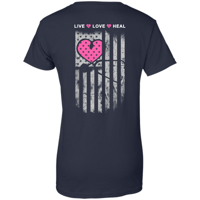 Nurse Heart Flag American Live Love Heal-T-Shirt & Hoodie-Women's T-Shirt-Navy