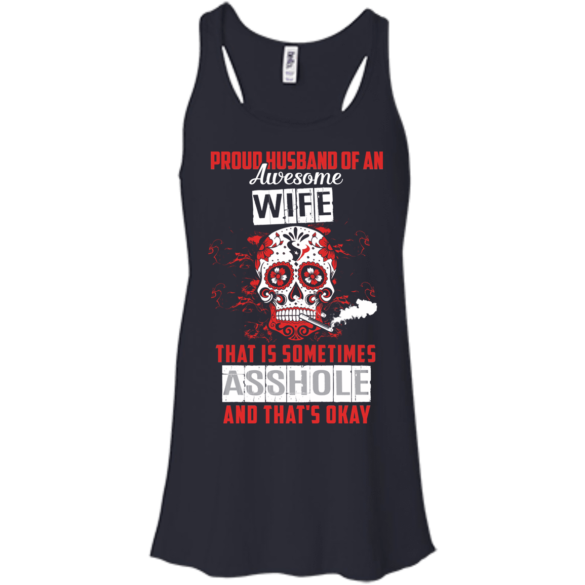 Proud Husband Of An Awesome Wife-T-Shirt & Hoodie-Women's Flowy Racerback Tank-Midnight