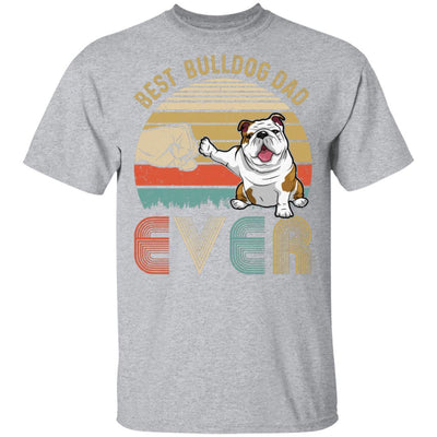 Vintage Best Bulldog Dad Ever Bump Fit Funny Dad Gifts-T-Shirt & Hoodie-Classic T-Shirt-Sport Grey