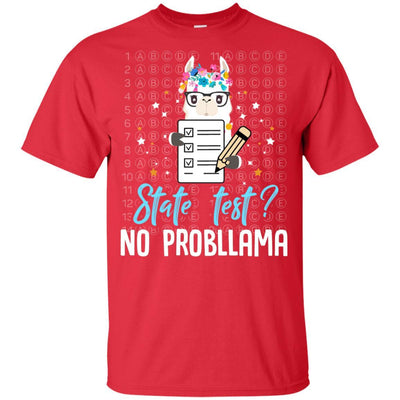 Llama Funny Motivational State Test Day For Students Youth-Youth Shirt-Youth T-Shirt-Red