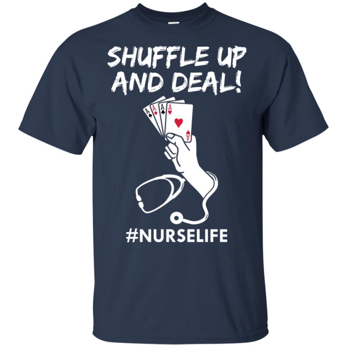 Funny Nurse Playing Cards Shuffle Up And Deal Poker-T-Shirt & Hoodie-Classic T-Shirt-Navy