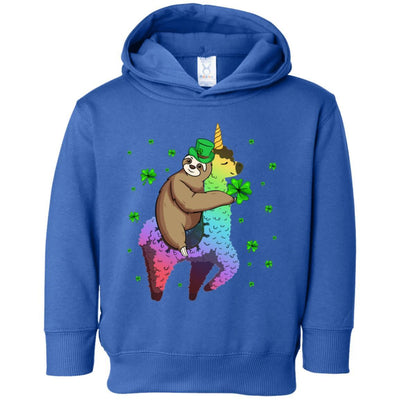 Leprechaun Sloth Riding Llama Unicorn St Patricks Day Youth-Youth Shirt-Toddler Fleece Hoodie-Royal