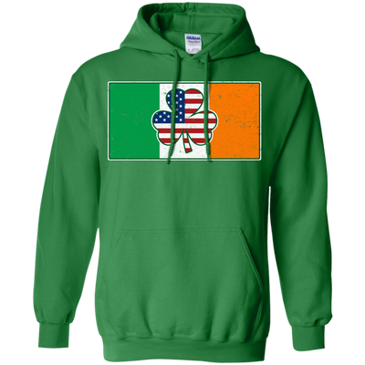 Shamrock Irish Ireland USA American Flag Gift-T-Shirt & Hoodie-Pullover Hoodie-Irish Green