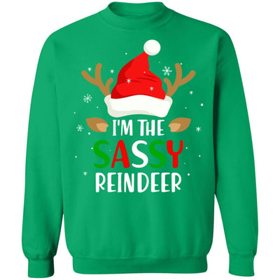 I'm The Sassy Reindeer Matching Family Christmas-T-Shirt & Sweatshirt-Crewneck Sweatshirt-Irish Green