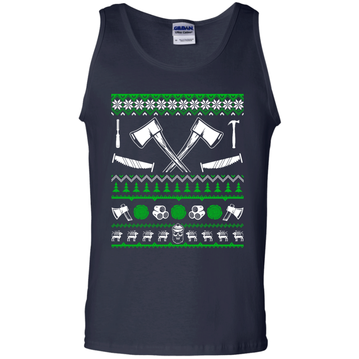 Lumberjack Christmas Sweater-T-Shirt & Hoodie-Unisex Tank-Navy
