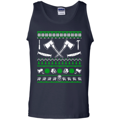 Lumberjack Christmas Sweater-T-Shirt & Hoodie-Unisex Tank-Navy