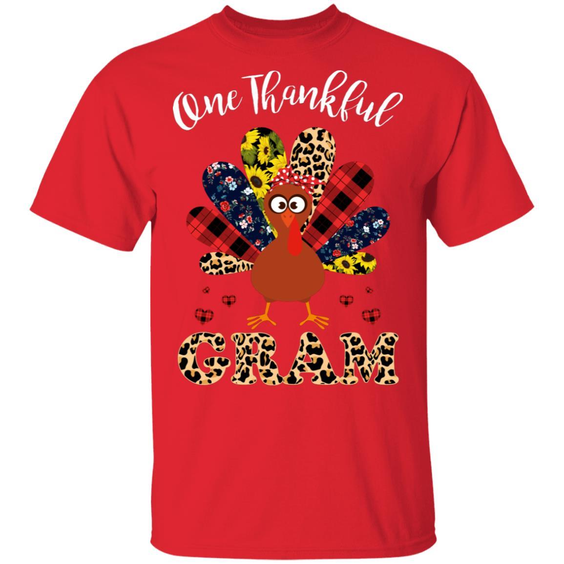 One Thankful Gram Leopard Turkey Thanksgiving Gift-T-Shirt & Sweatshirt-Classic T-Shirt-Red