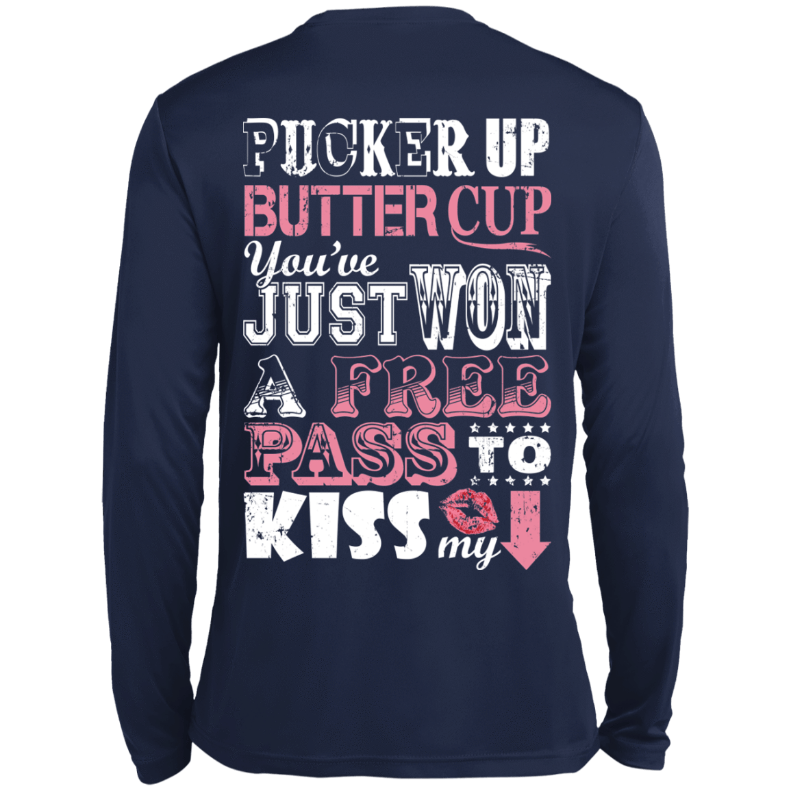 PUCKER UP BUTTER CUP-T-Shirt & Hoodie-Long Sleeve T-Shirt-Navy
