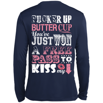 PUCKER UP BUTTER CUP-T-Shirt & Hoodie-Long Sleeve T-Shirt-Navy