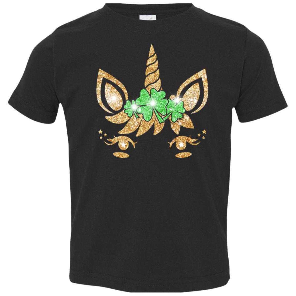 Unicorn Face Saint Patrick's Day For Girls Youth-Youth Shirt-Toddler T-Shirt-Black
