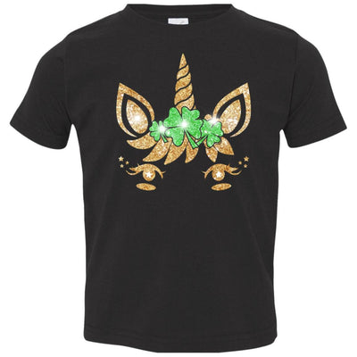 Unicorn Face Saint Patrick's Day For Girls Youth-Youth Shirt-Toddler T-Shirt-Black