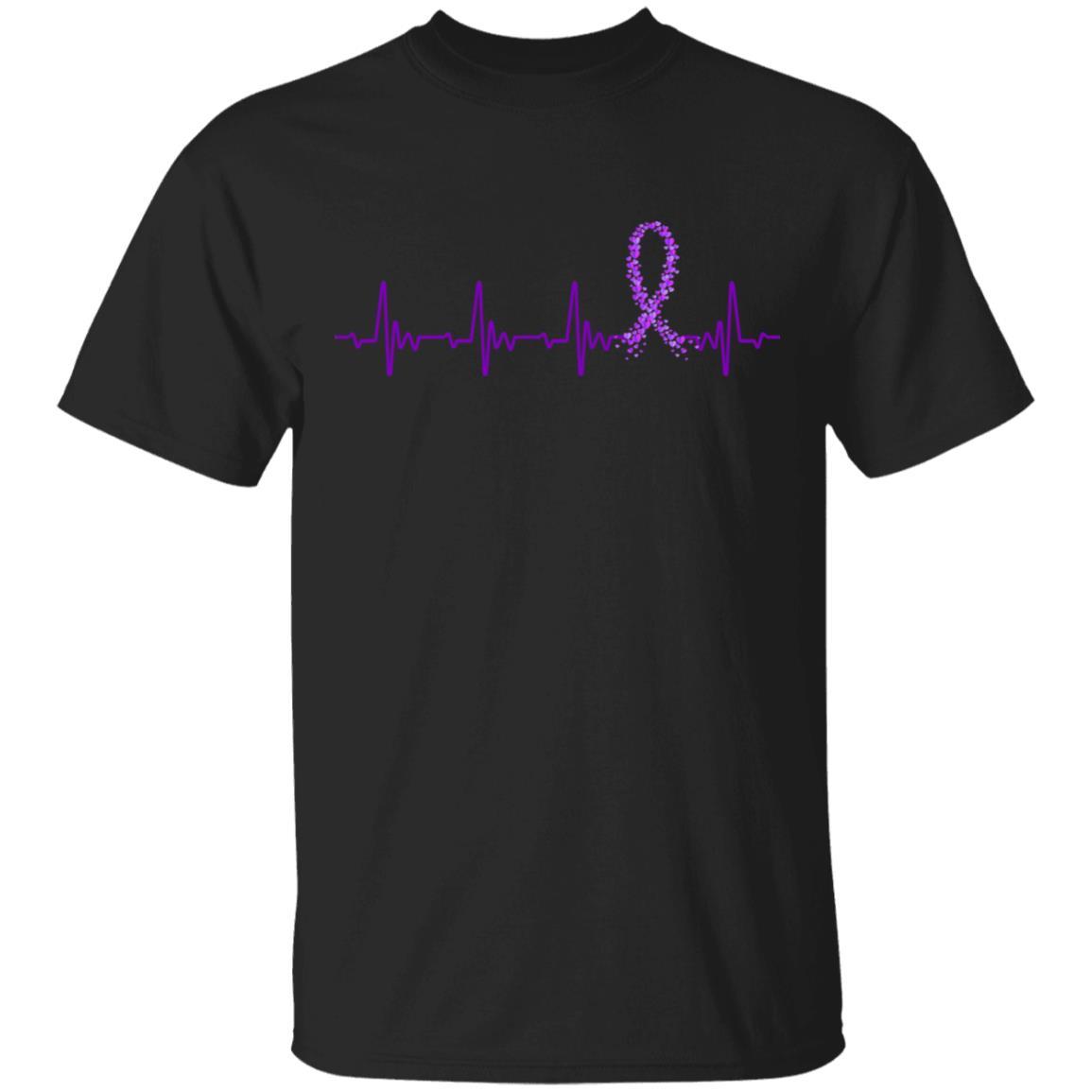 Alzheimer's Lupus Awareness Purple Ribbon Heartbeat-T-Shirt & Hoodie-Classic T-Shirt-Black