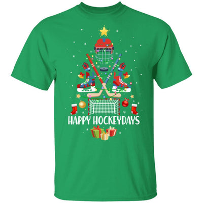 Happy Hockeydays Ice Hockey Christmas Tree Funny Xmas Gift-T-Shirt & Sweatshirt-Classic T-Shirt-Irish Green