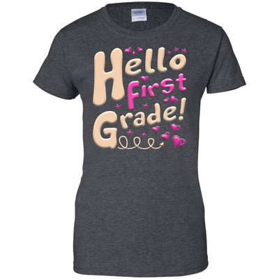 Hello First Grade First Day Of School-T-Shirt & Hoodie-Women's T-Shirt-Dark Heather