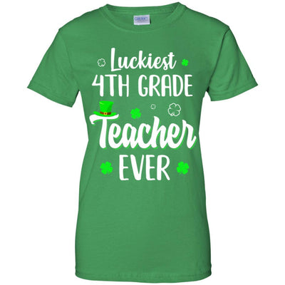 Luckiest 4th Grade Teacher Ever Irish St Patricks Day-T-Shirt & Hoodie-Women's T-Shirt-Irish Green