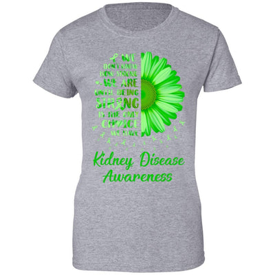 Being Strong Daisy Flower Green Kidney Disease Awareness-T-Shirt & Hoodie-Women's T-Shirt-Sport Grey