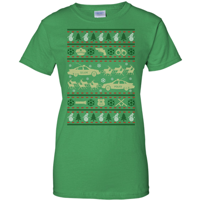 Police Christmas Ugly Sweater-T-Shirt & Hoodie-Women's T-Shirt-Irish Green