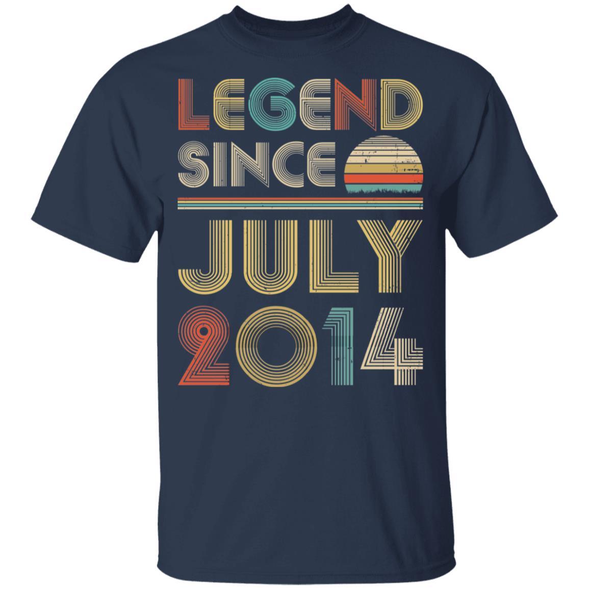 Legend Since July 2014 Vintage 7th Birthday Gifts Youth-Youth Shirt-Youth T-Shirt-Navy