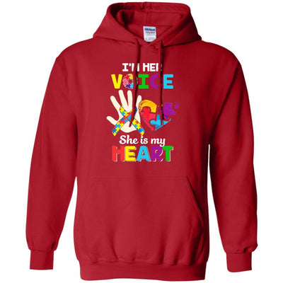 I'm Her Voice She Is My Heart Dad Mom Autism Awareness-T-Shirt & Hoodie-Pullover Hoodie-Red