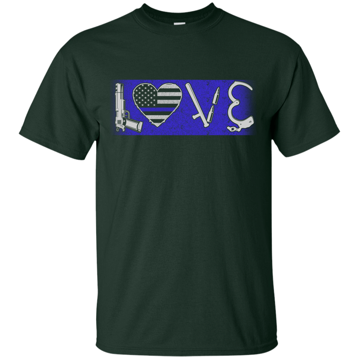 LOVE Thin Blue Line Police Officer-T-Shirt & Hoodie-Classic T-Shirt-Forest Green