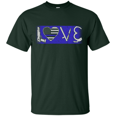 LOVE Thin Blue Line Police Officer-T-Shirt & Hoodie-Classic T-Shirt-Forest Green