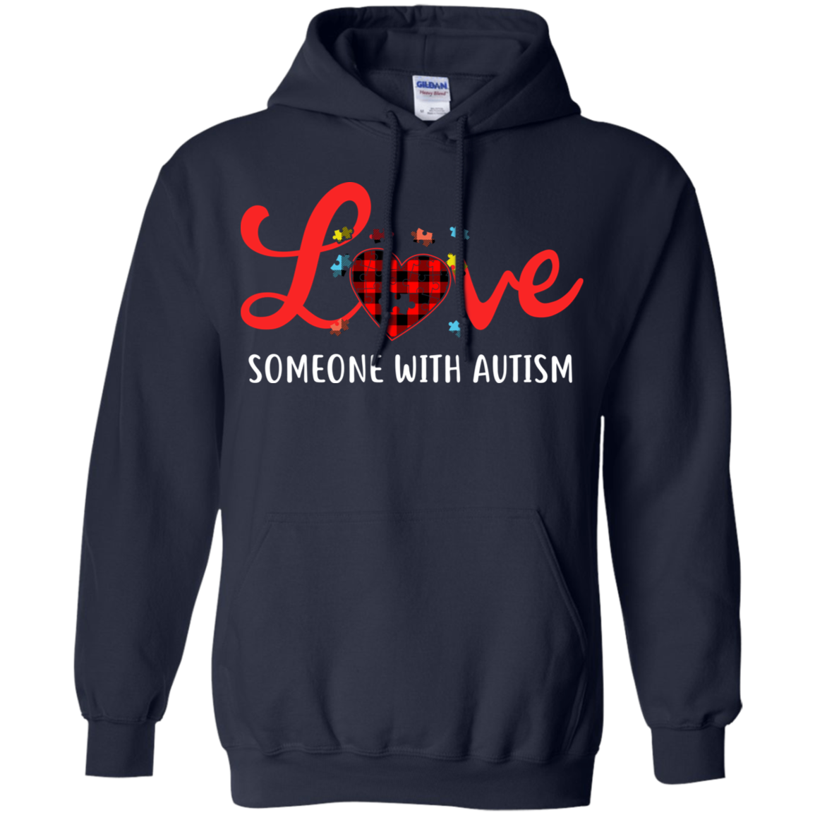 Love Someone With Autism-T-Shirt & Hoodie-Pullover Hoodie-Navy