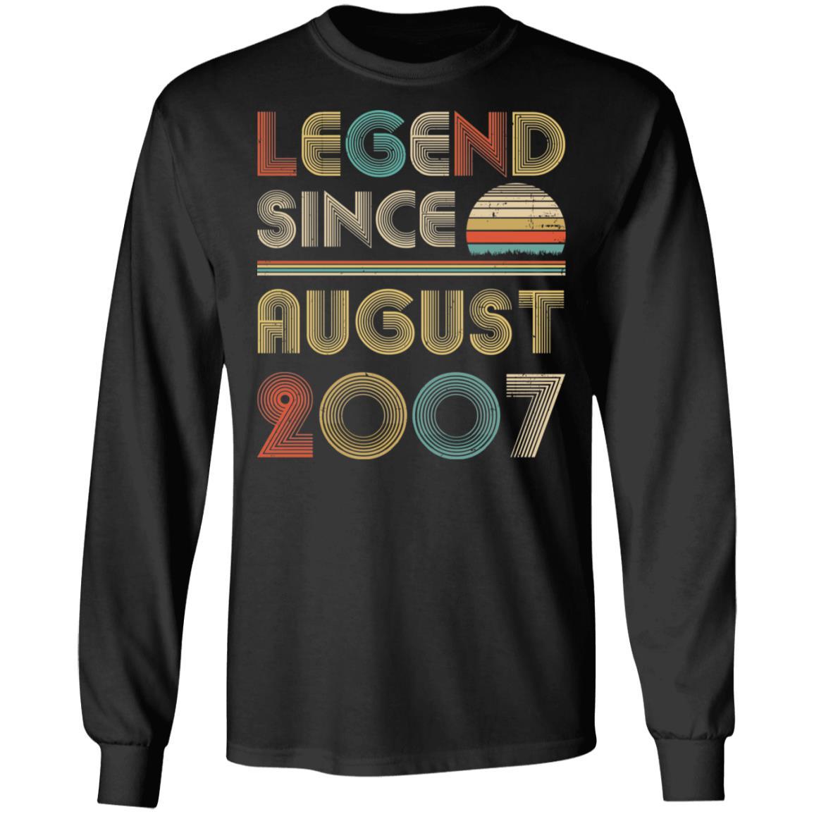 Legend Since August 2007 Vintage 14th Birthday Gifts-T-Shirt & Hoodie-Long Sleeve T-Shirt-Black