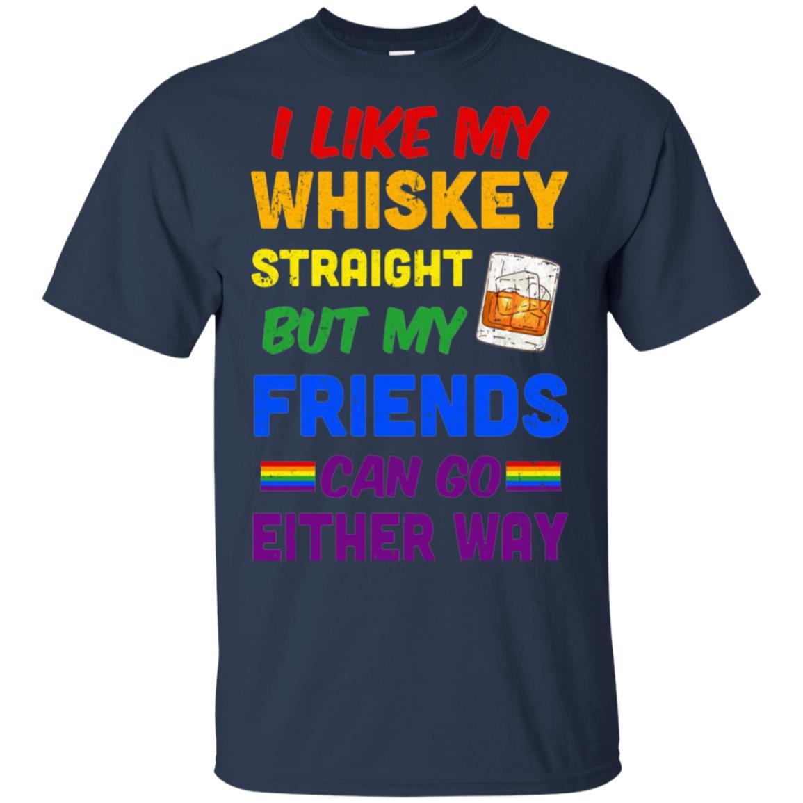 LGBTQ Gay Queer Lesbian Pride Whiskey Straight-T-Shirt & Hoodie-Classic T-Shirt-Navy