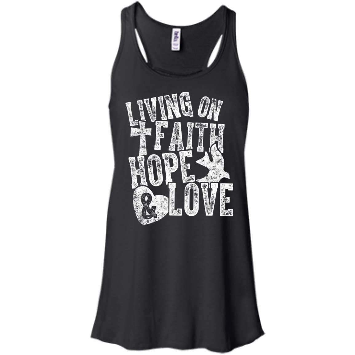 Living on Faith Hope and Love-T-Shirt & Hoodie-Women's Flowy Racerback Tank-Black