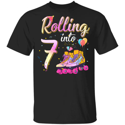 7 Years Old Birthday Girls Roller Skates 80's 7th Birthday Youth-Youth Shirt-Youth T-Shirt-Black