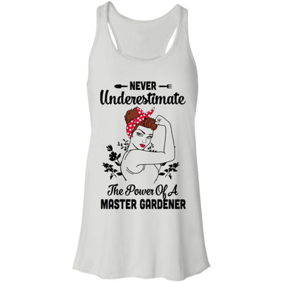 Never Underestimate Master Gardener Funny-T-Shirt & Tank Top-Women's Flowy Racerback Tank-White