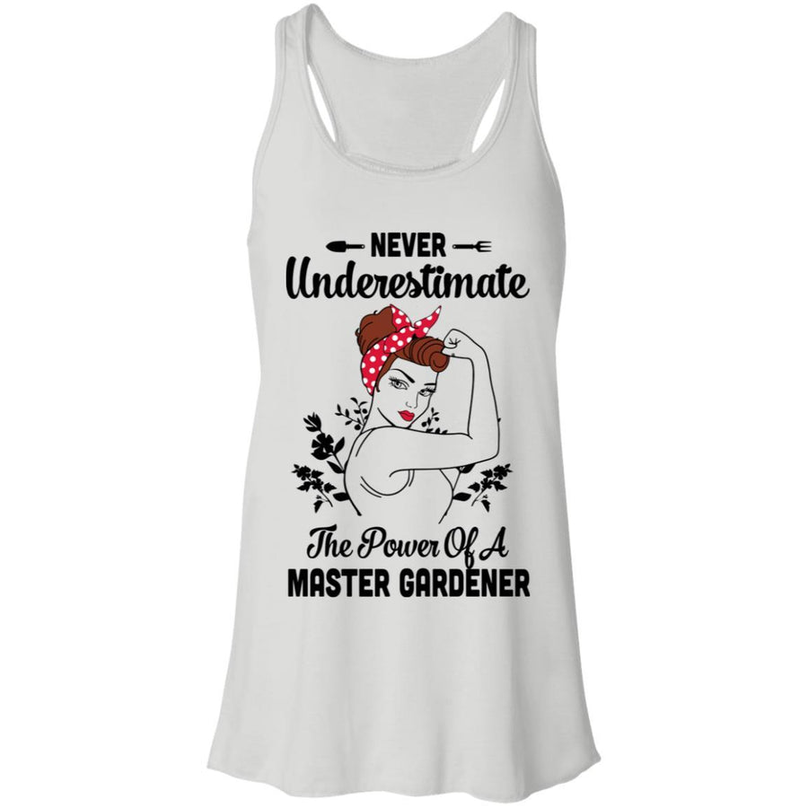 Never Underestimate Master Gardener Funny-T-Shirt & Tank Top-Women's Flowy Racerback Tank-White