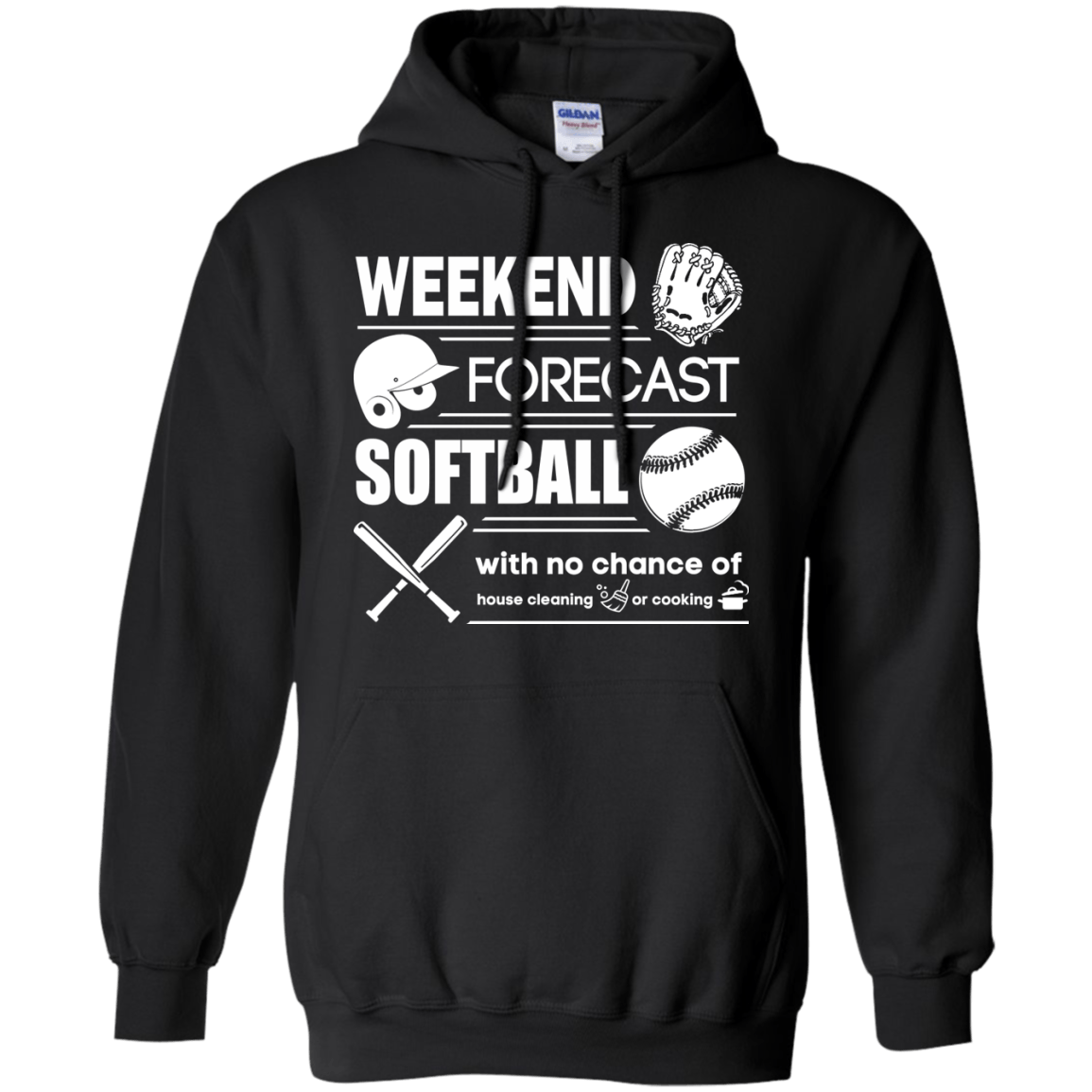 WEEKEND FORECAST SOFTBALL-T-Shirt & Hoodie-Pullover Hoodie-Black
