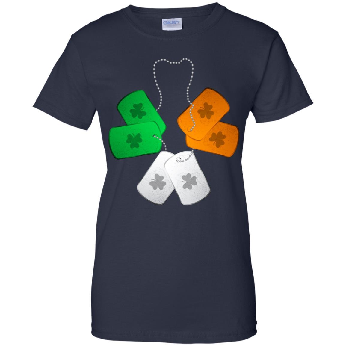 Shamrock Dogtag Soldier Army St Patrick's Day-T-Shirt & Hoodie-Women's T-Shirt-Navy