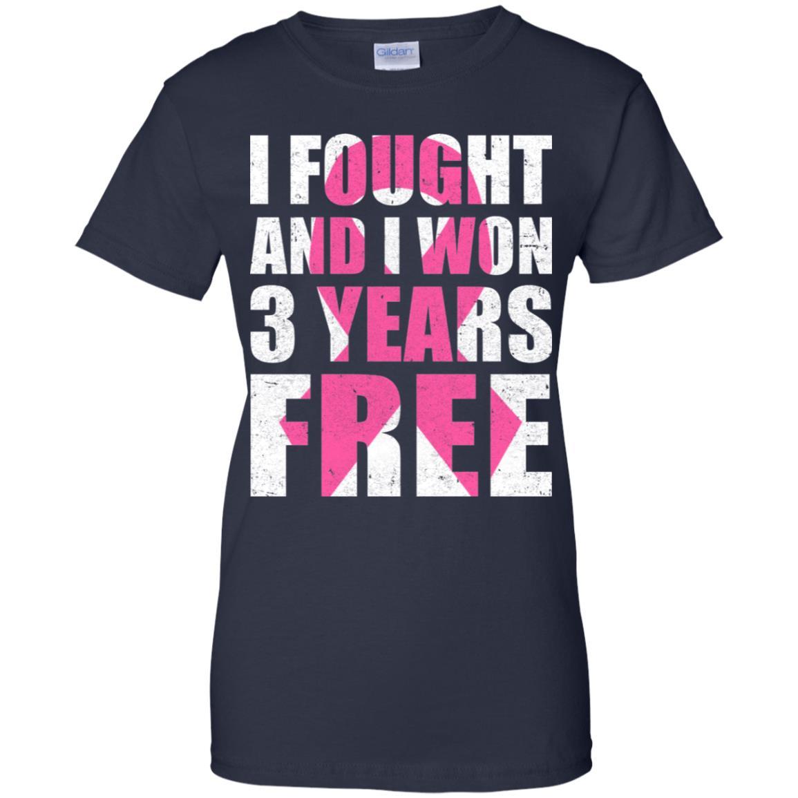 I Fought An I Won 3 Years Free Fight Support Breast Cancer-T-Shirt & Hoodie-Women's T-Shirt-Navy