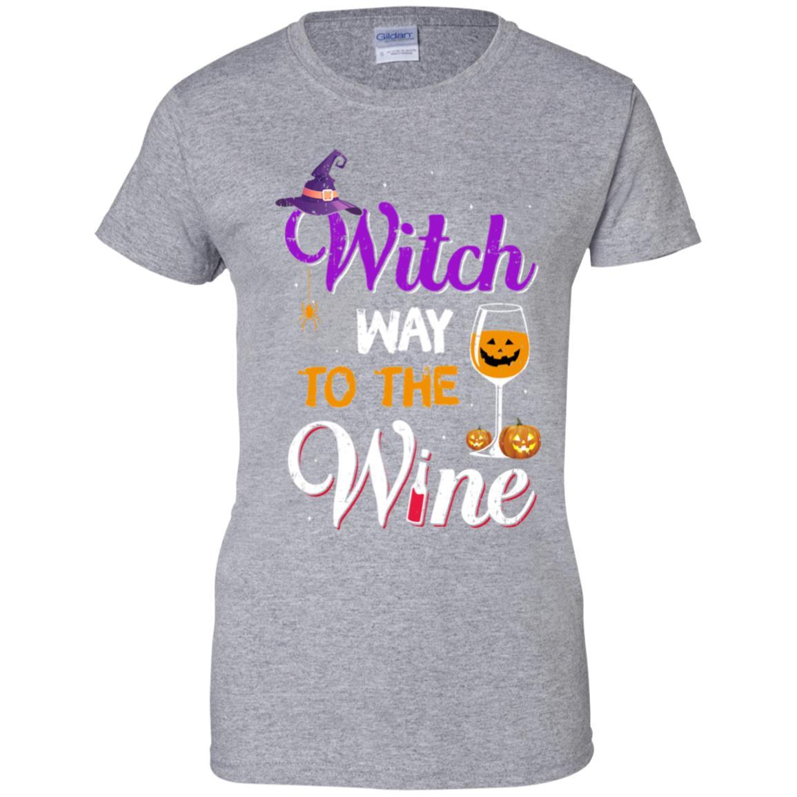 Witch Way To The Wine Funny Wine Halloween Gifts-T-Shirt & Tank Top-Women's T-Shirt-Sport Grey