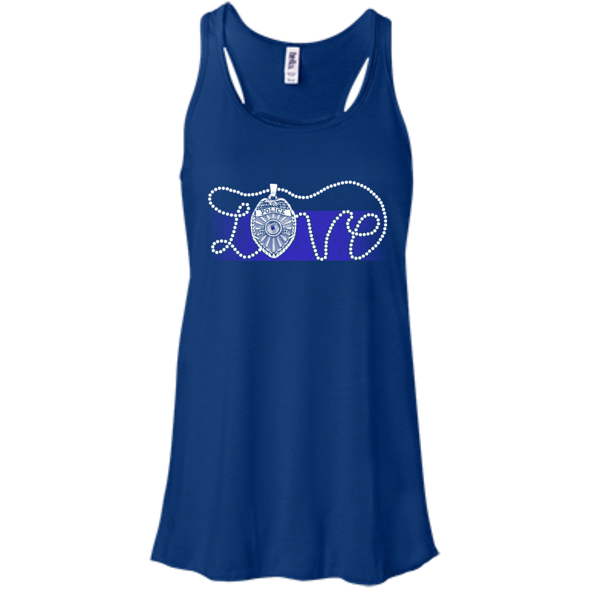 Love Thin Blue Line-T-Shirt & Hoodie-Women's Flowy Racerback Tank-True Royal
