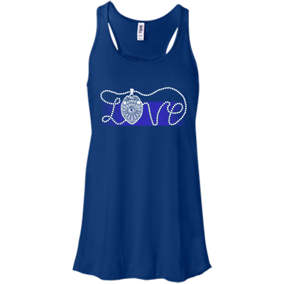Love Thin Blue Line-T-Shirt & Hoodie-Women's Flowy Racerback Tank-True Royal