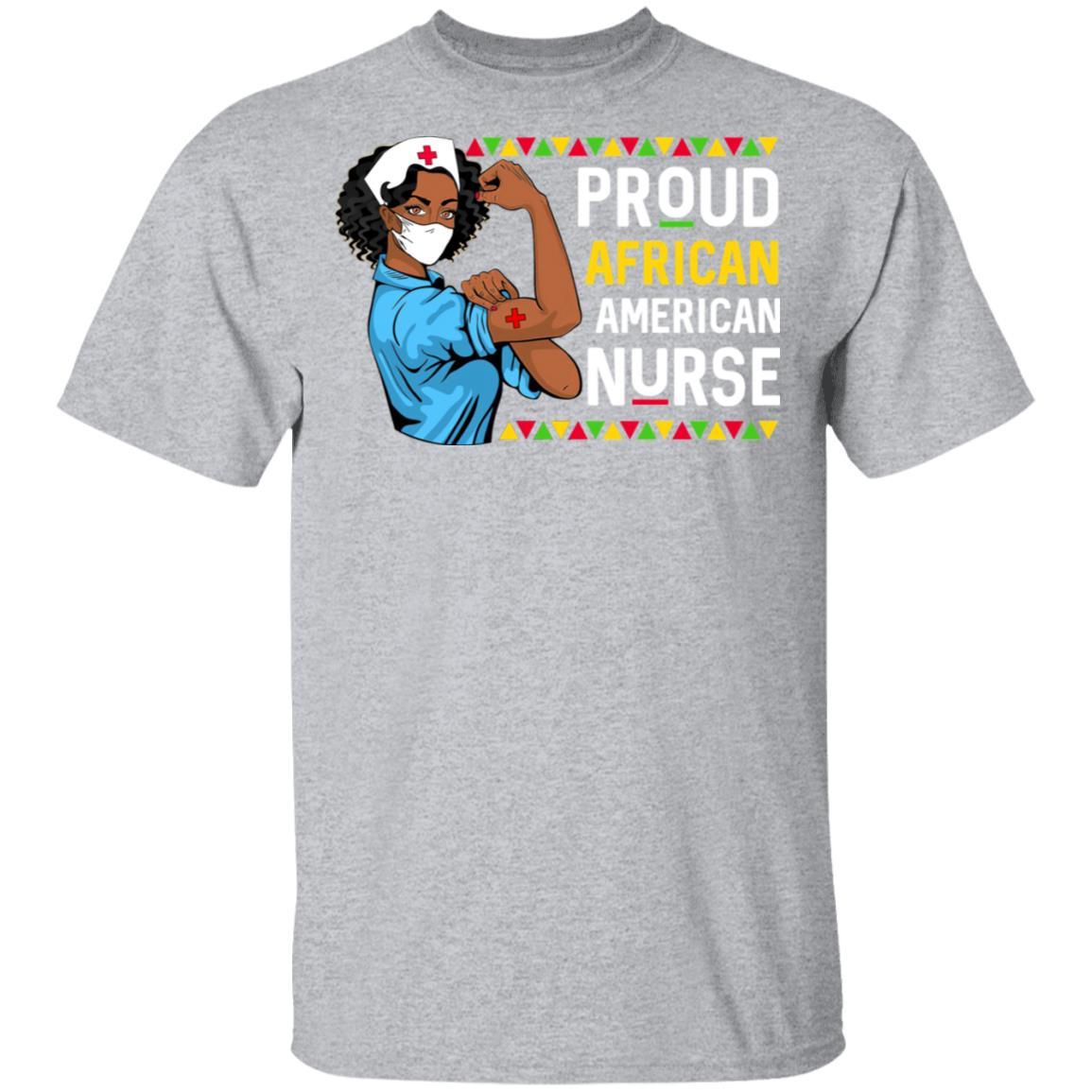 Proud African American Nurse Nursing Black Women Gifts-T-Shirt & Hoodie-Classic T-Shirt-Sport Grey