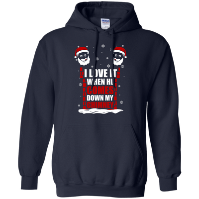 I Love It When He Comes Down My Chimney-T-Shirt & Hoodie-Pullover Hoodie-Navy
