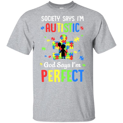 Society Says I Am Autistic God Says I Am Perfect Autism Youth-Youth Shirt-Youth T-Shirt-Sport Grey