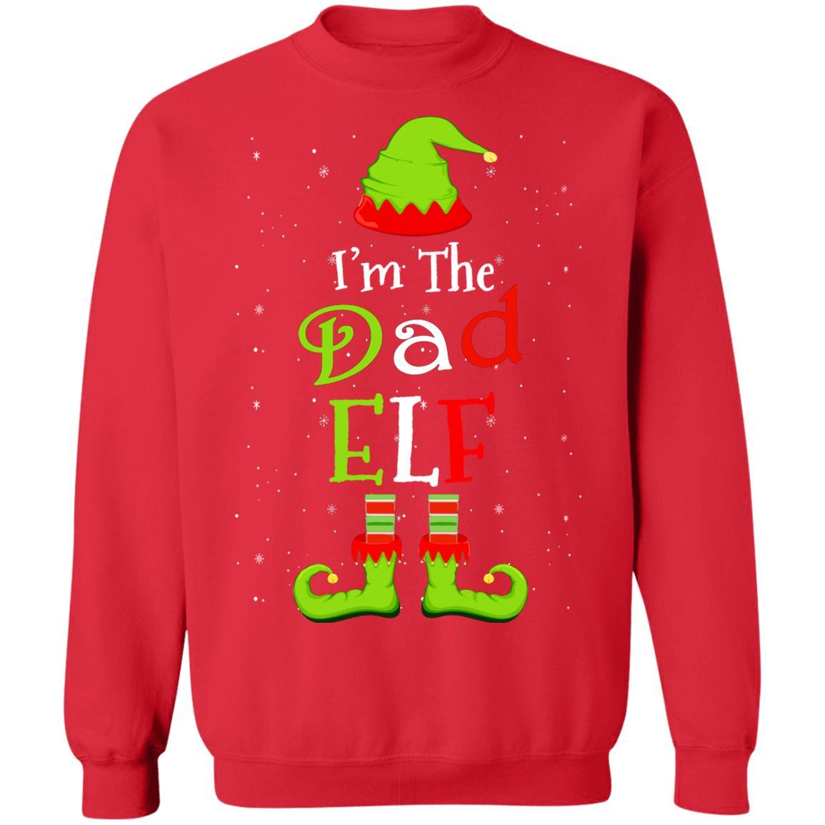 I'm The Dad Elf Family Matching Funny Christmas Group Gift-T-Shirt & Sweatshirt-Crewneck Sweatshirt-Red