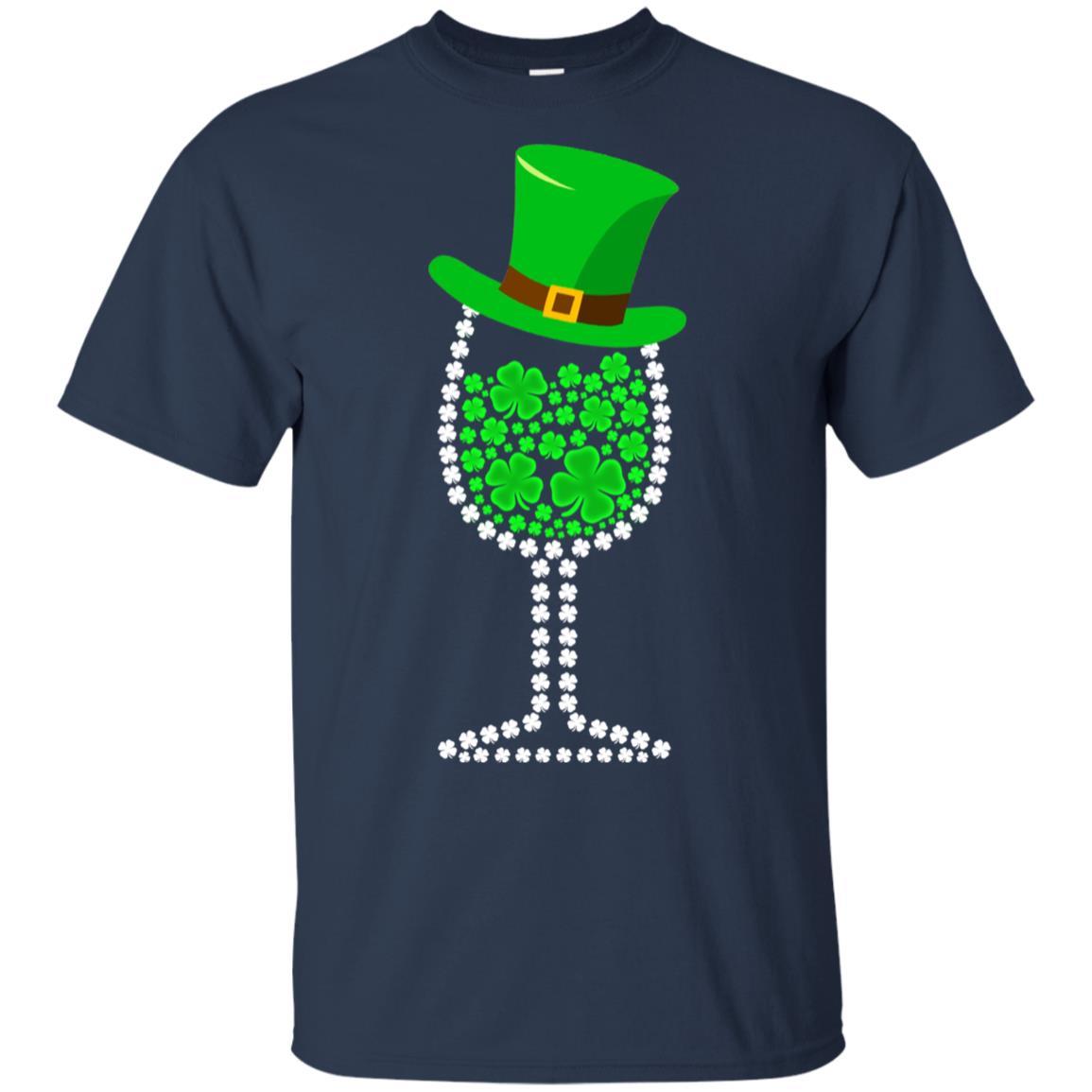 Shamrock Wine Glass Top Hat St Patrick's Day Gift-T-Shirt & Hoodie-Classic T-Shirt-Navy